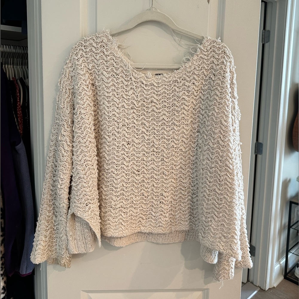 Free People Open Knit Oversized White Sweater